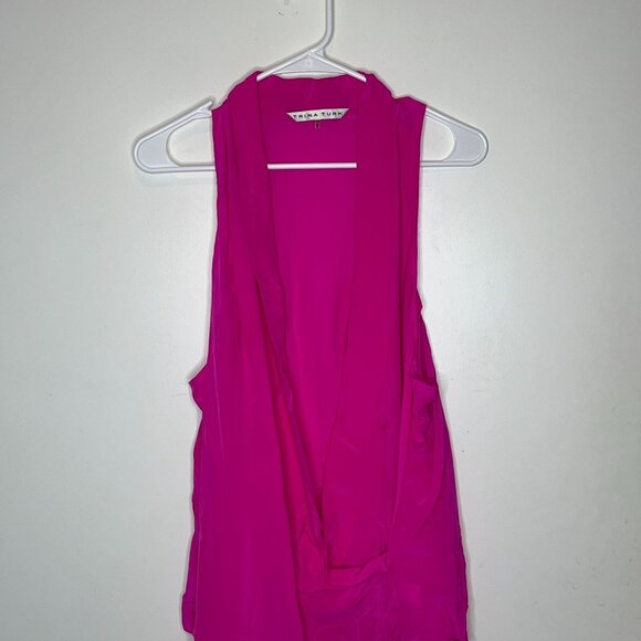 Trina Turk Womens XL Sleeveless Hot Pink Drape Vest TopBlouse - Picture 3 of 9